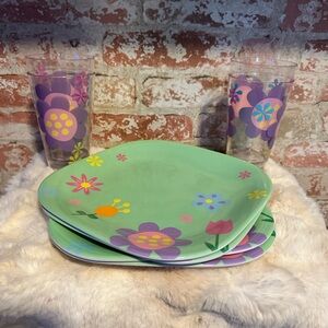 🌸 Retro Floral Dining Set (8-Piece) 🌸